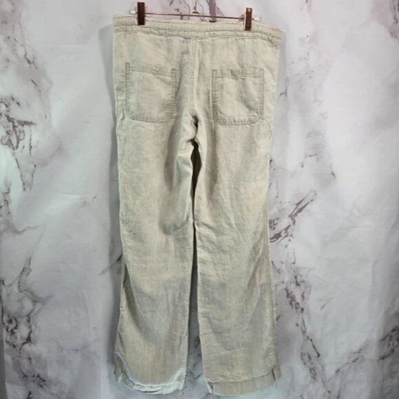 Allen Allen Pants Womens Small X 30 Cream Beige Linen Wide Leg Lakenlook - Picture 5 of 10